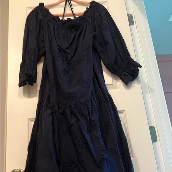 Chico's Navy Blue Off-the-Shoulder Sundress with Bishop Sleeves - Picture 7 of 7